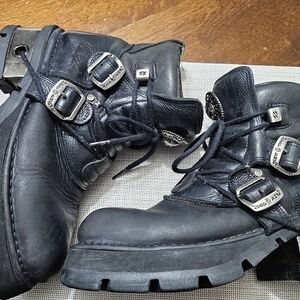 1990s New Rock Men's Gothic / Motorcycle Black Leather Boots